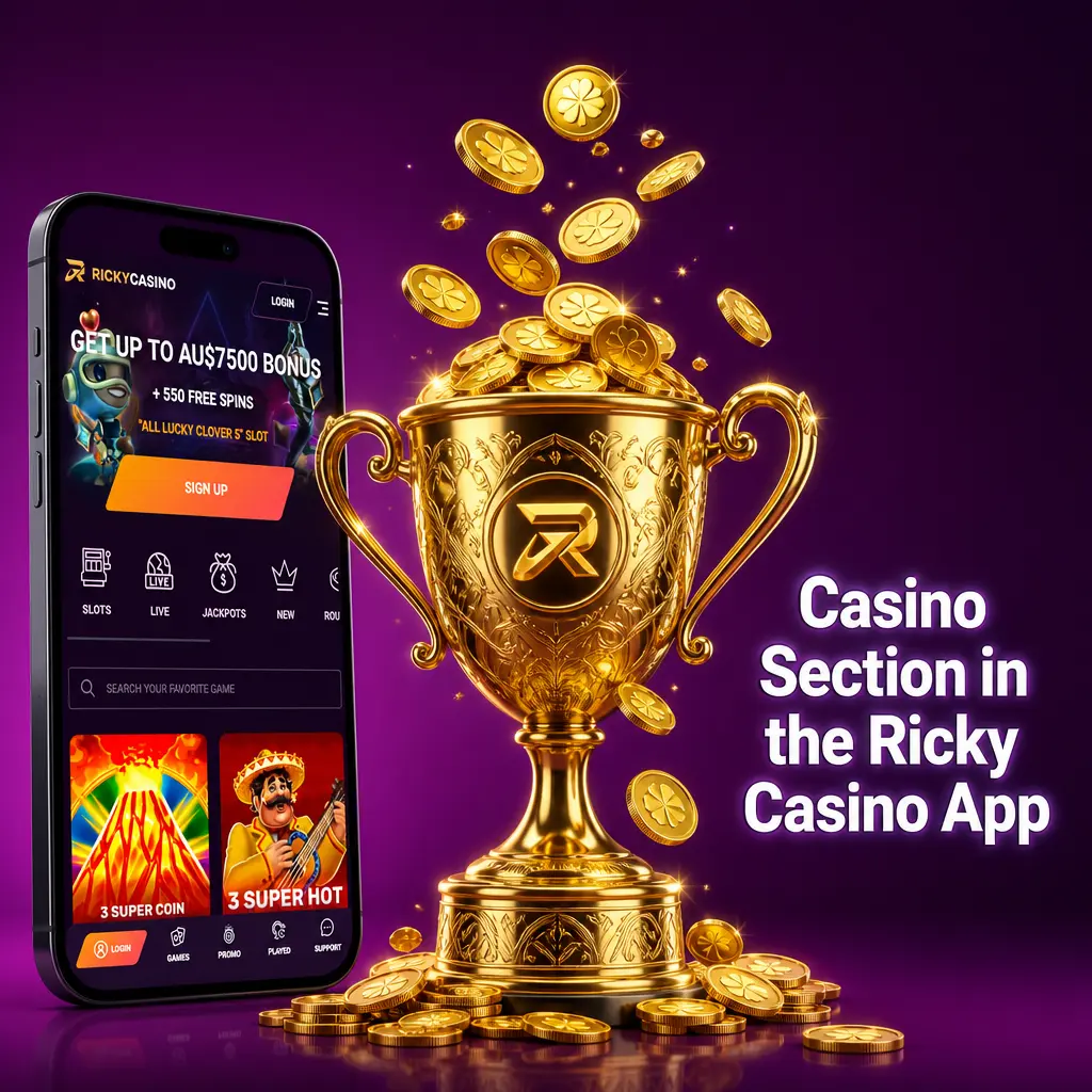 Casino Section in the Ricky Casino App
