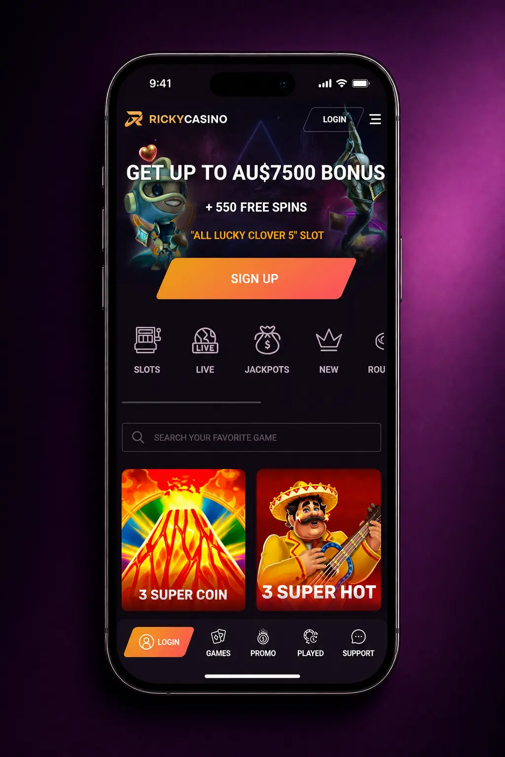 How to Make a Bet on Ricky Casino - Step 1