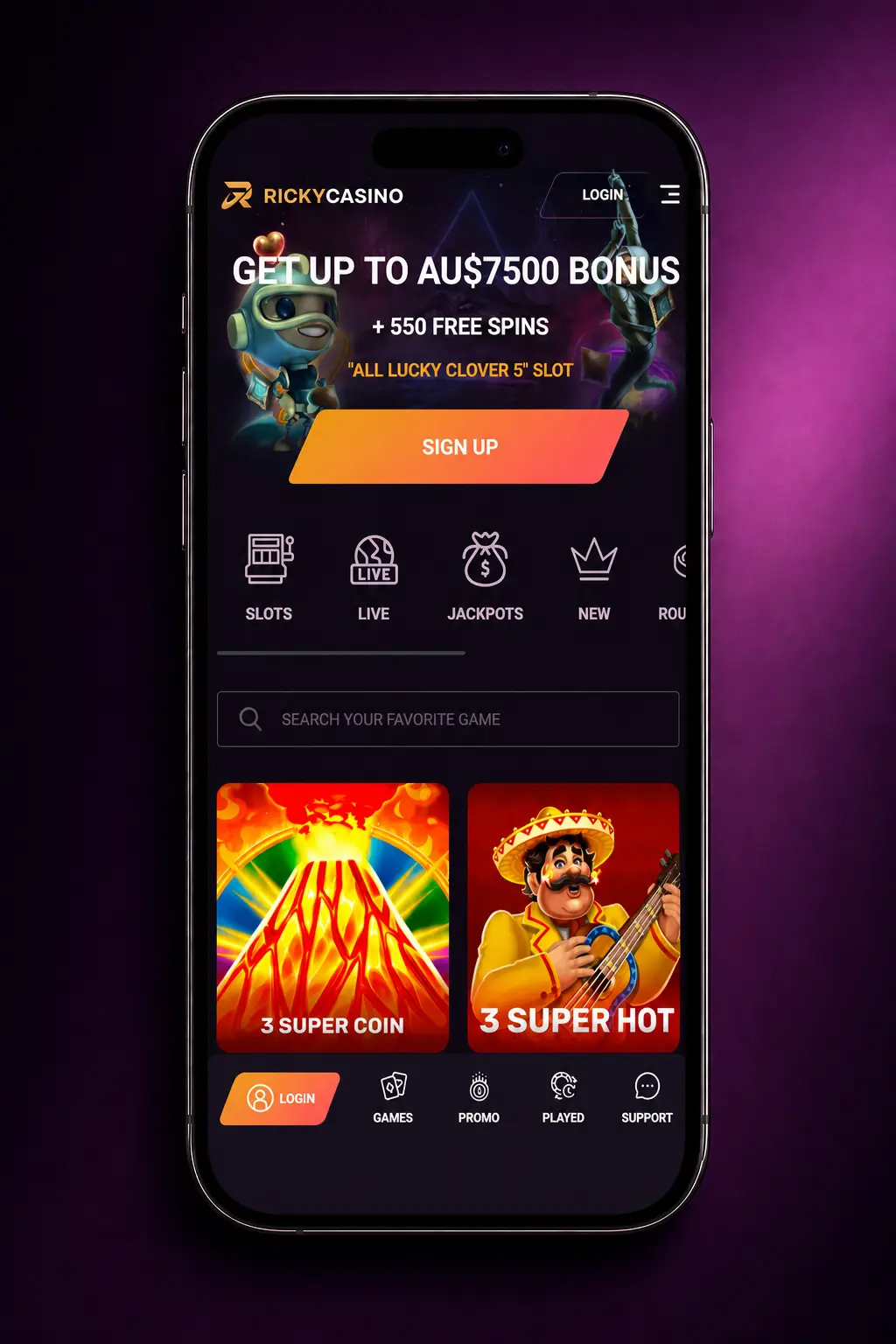 How to Make a Bet on Ricky Casino - Step 2
