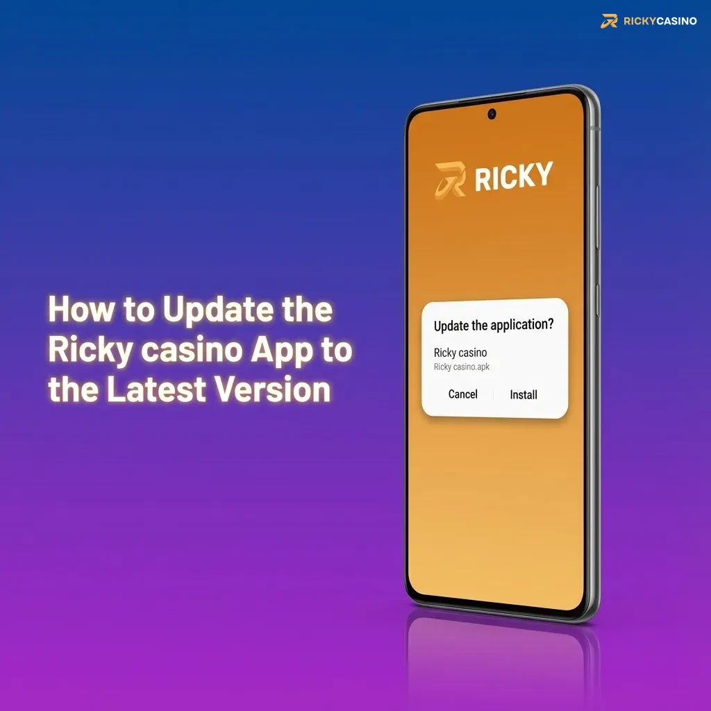 Illustration of a user refreshing the Ricky casino web app on a smartphone to get the latest features automatically