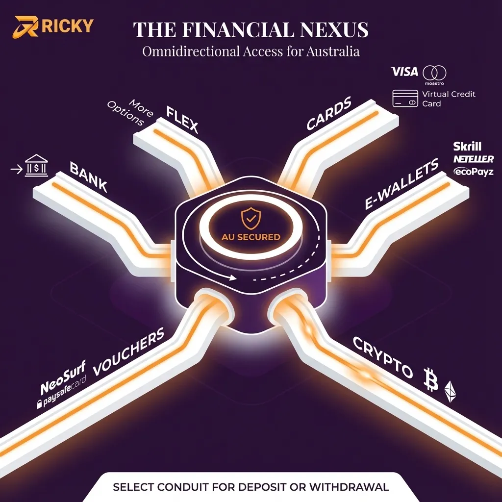 Deposit and withdrawal methods at Ricky Casino for Australian users