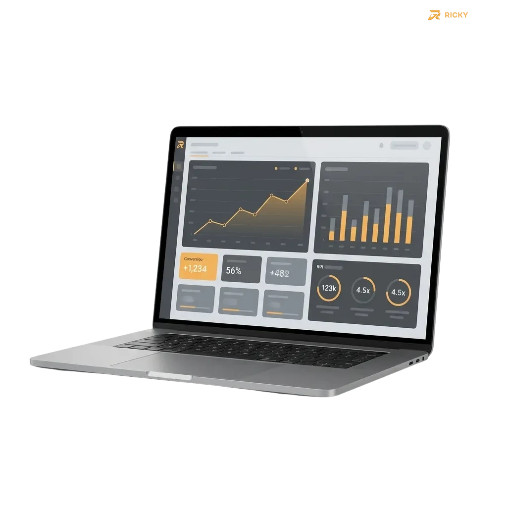 Ricky casino affiliate program ad highlighting Aussie traffic, high commissions, transparent reporting, and timely payouts