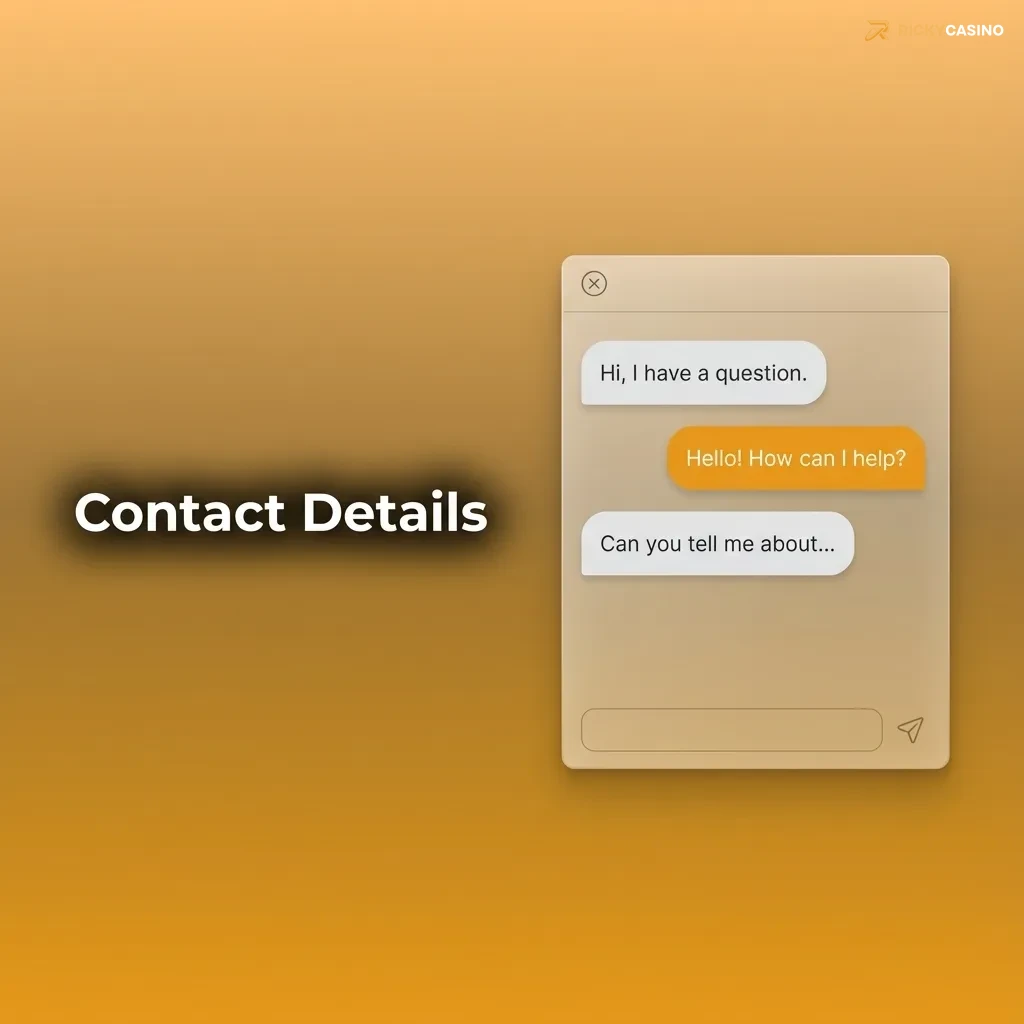 Contact methods for RickyCasino support, showing 24/7 live chat, email, VIP email and in-app contact form options