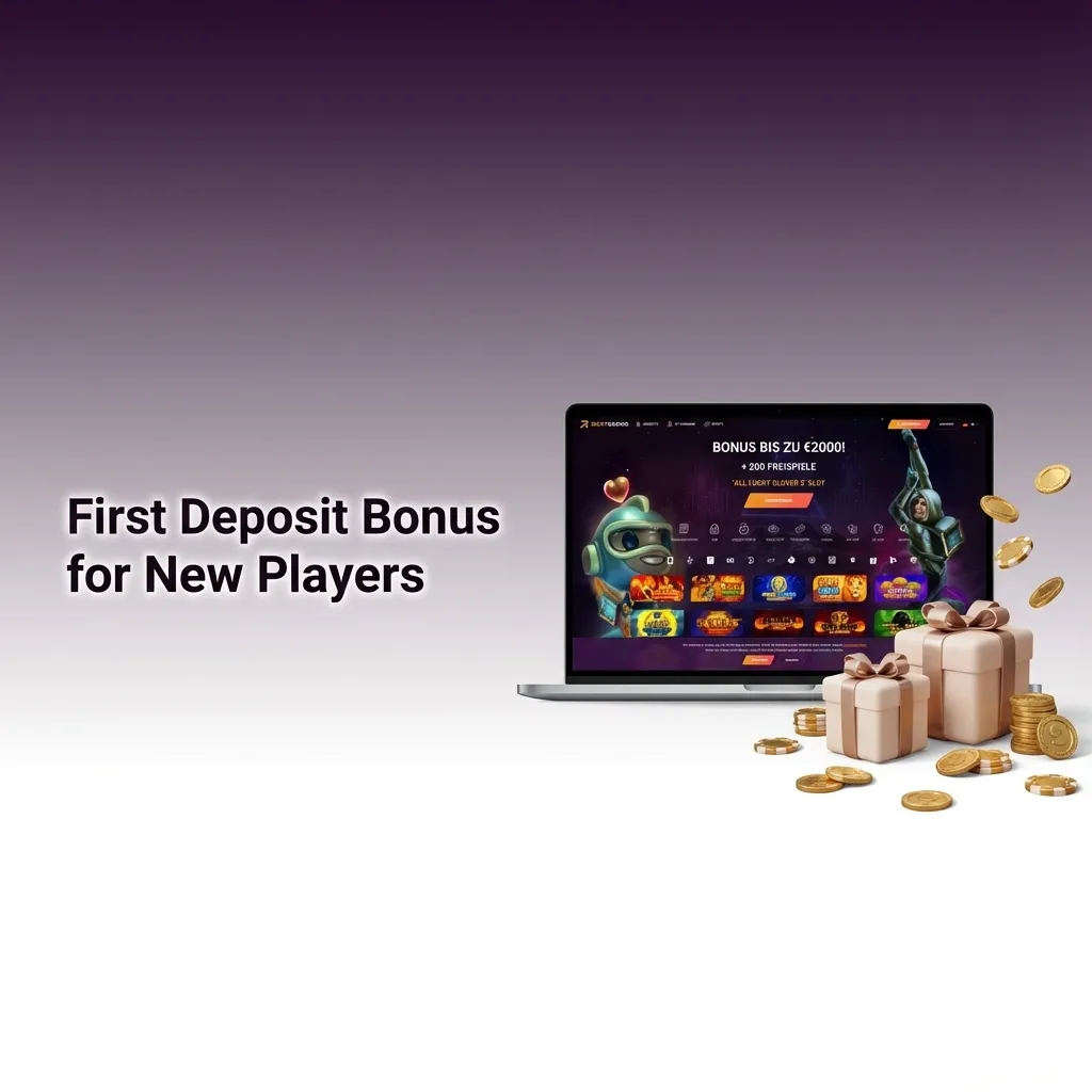 Banner: “First Deposit Bonus” with AU$7,500 / 2,400 USDT offer and “550 Free Spins – All Lucky Clovers 5” text
