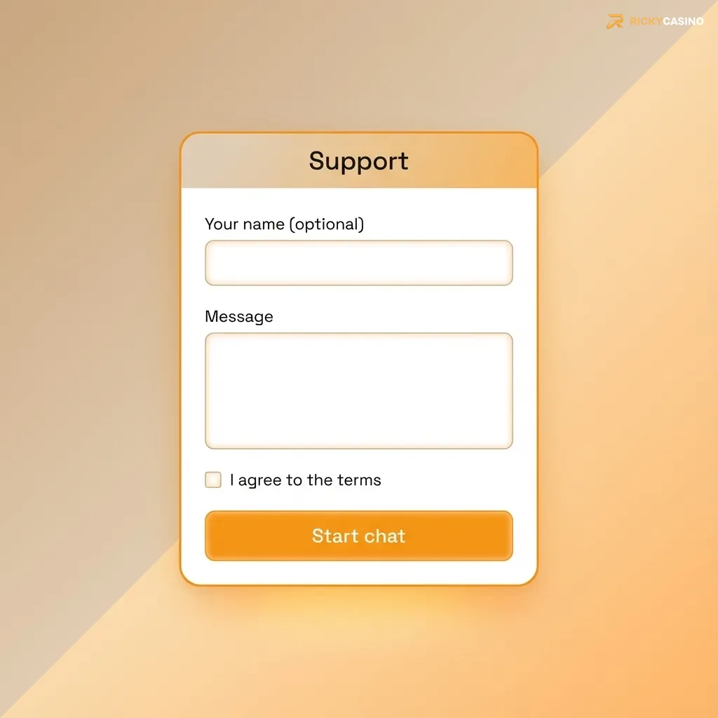 Australian Ricky Casino support agent on screen, with live chat and email icons showing 24/7 help options