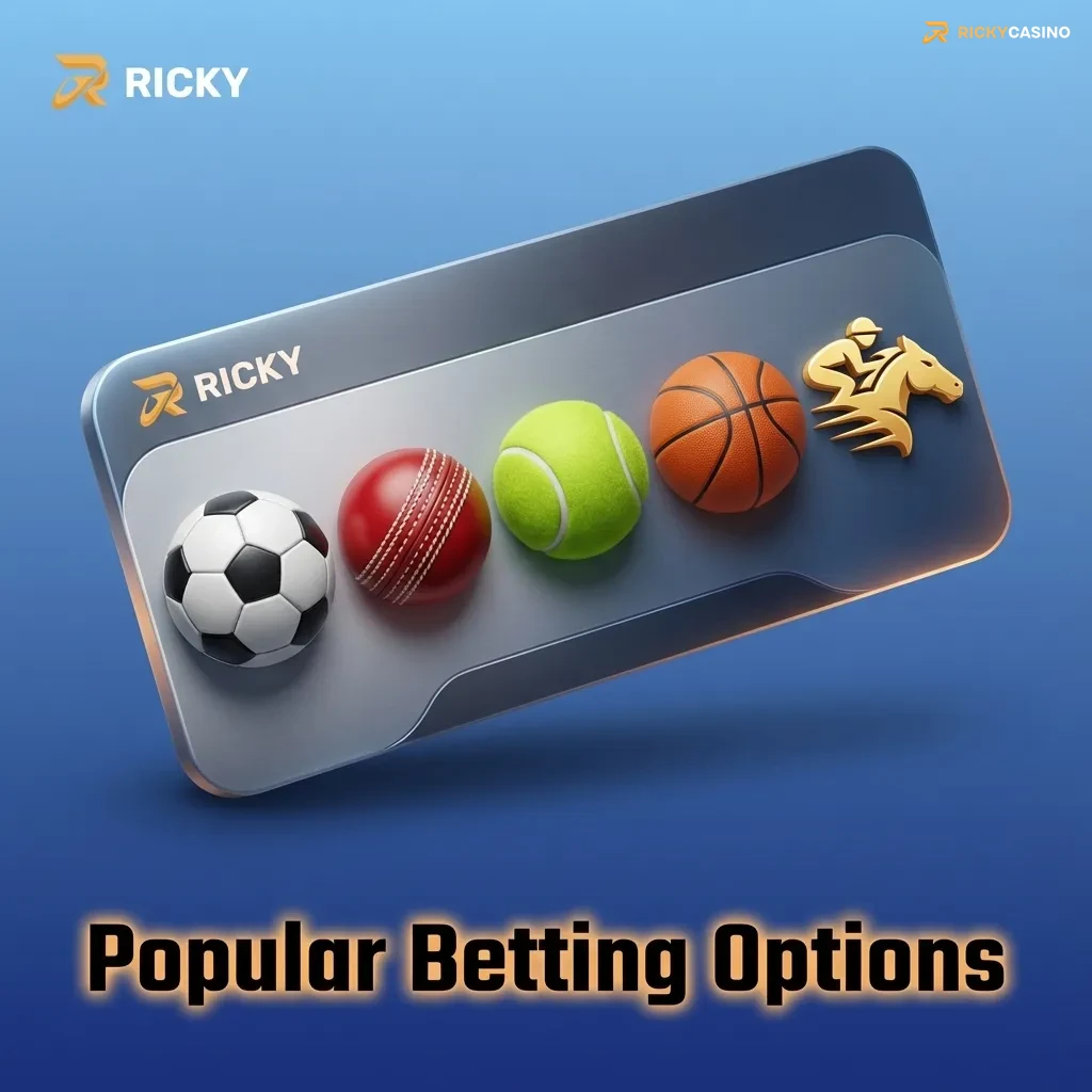 Illustration of a betting interface showing live, multi live and prematch options on the Ricky casino sports betting site.