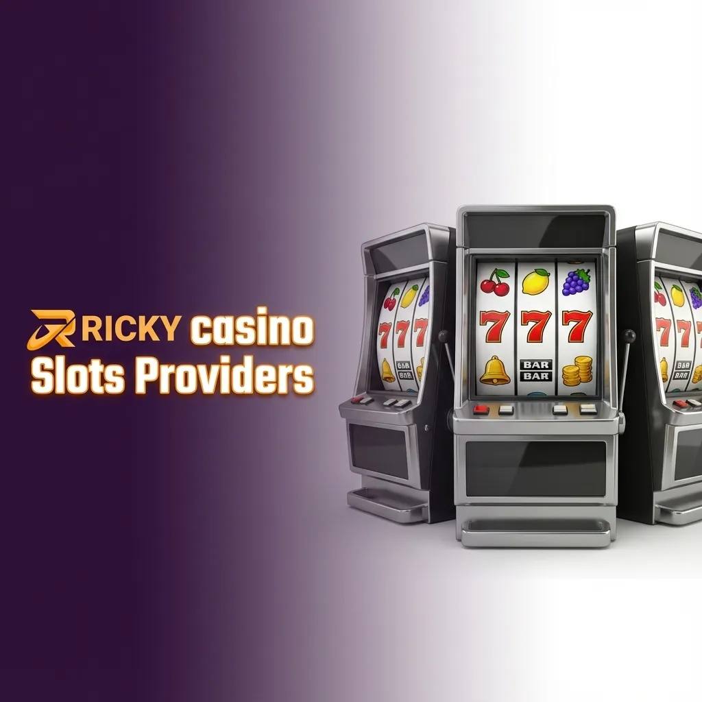 Ricky casino slots lobby showcasing logos of 10 major software providers and diverse slot game themes