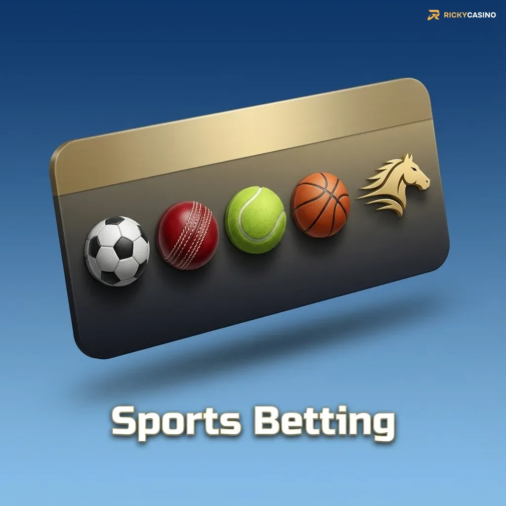 Ricky casino sports betting interface showing markets for AFL, NRL, cricket, soccer, basketball, tennis, racing and esports