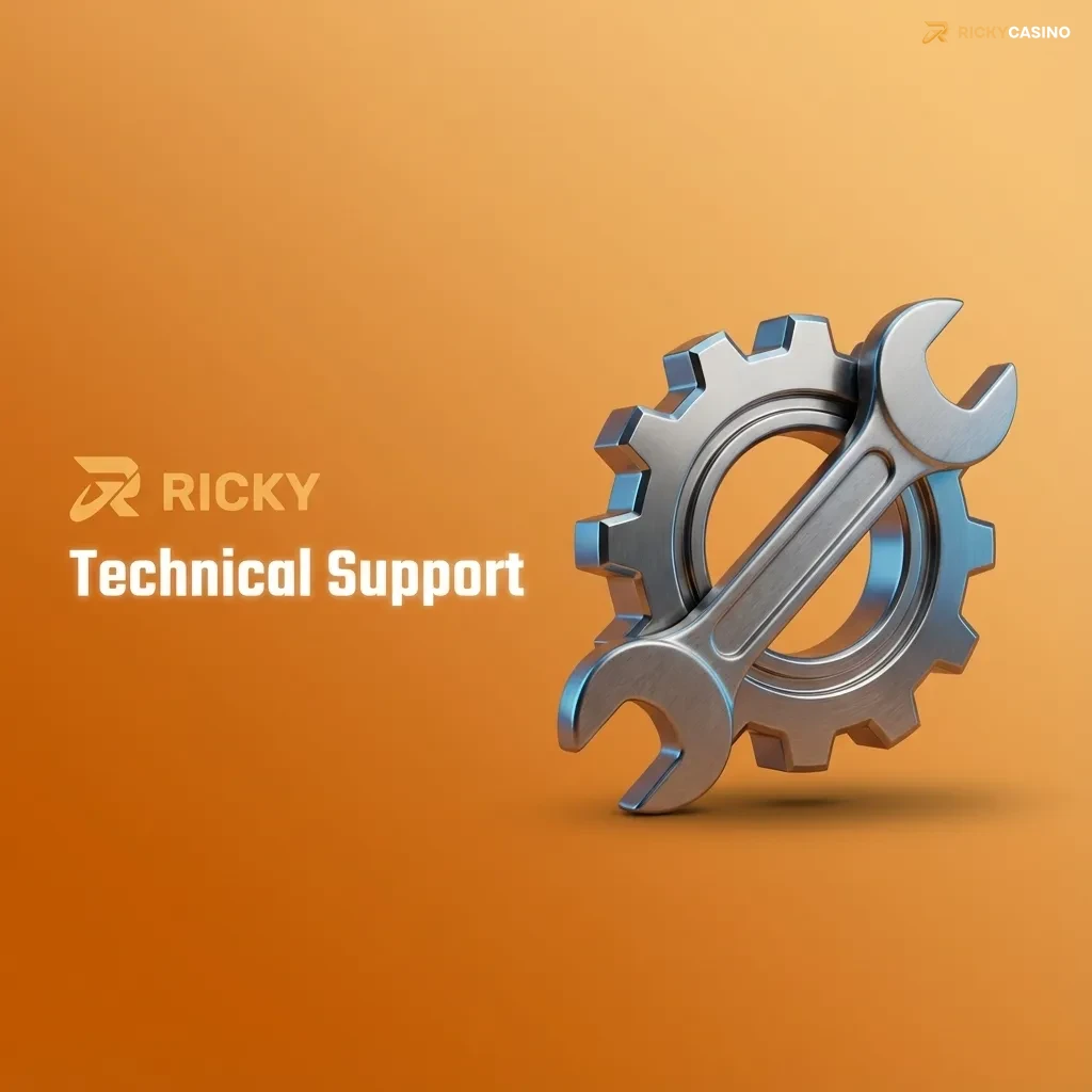 Ricky casino technical support team assisting a user with website, app, game, and payment error issues on screen