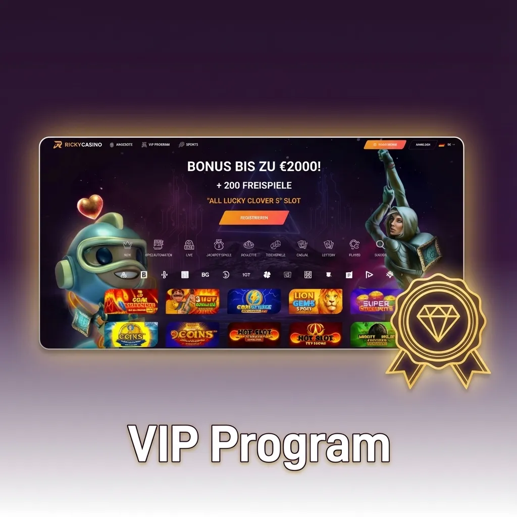 Ricky Casino Australia VIP program tiers showing rewards like cashback, higher limits, personal support and bonus offers