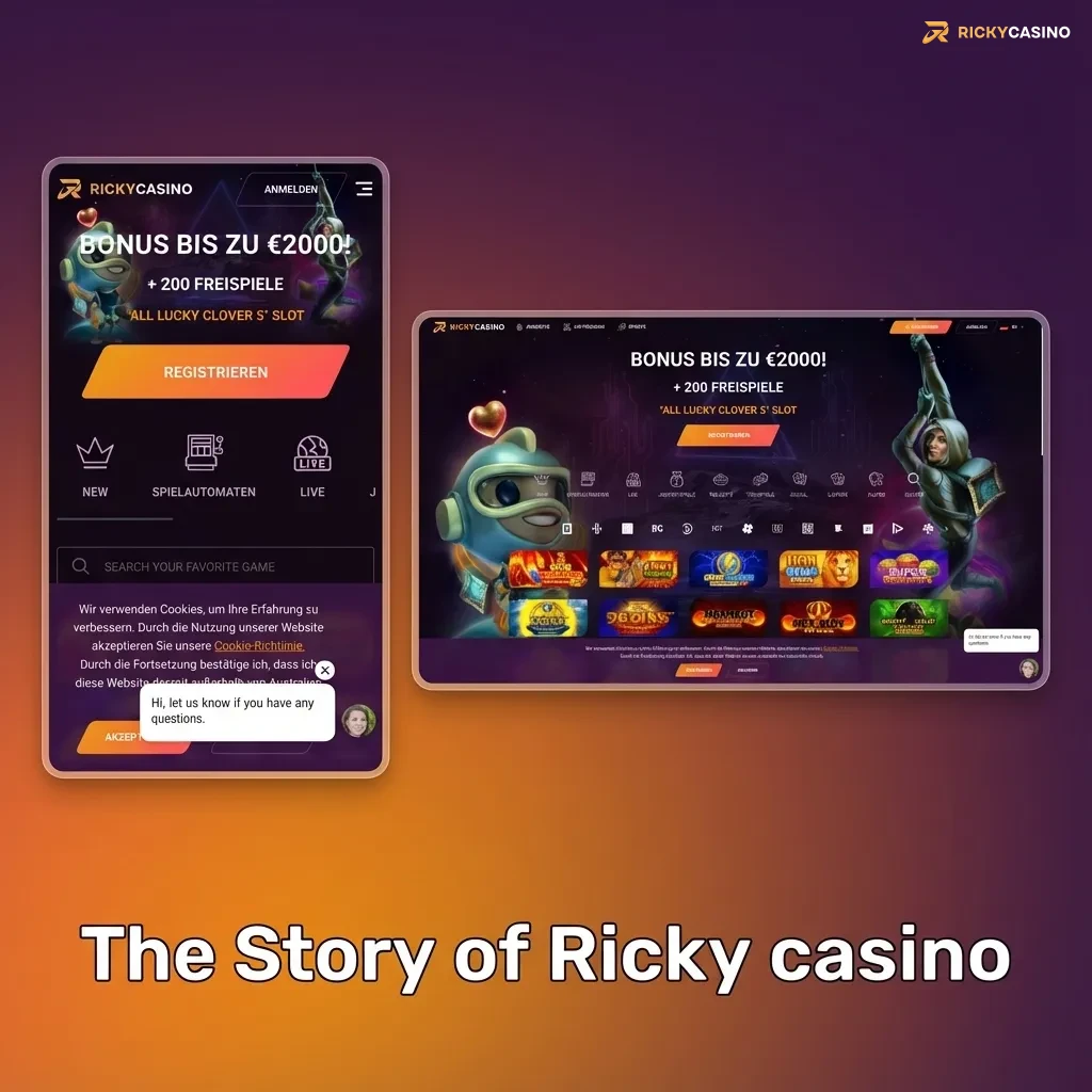 Illustration of Ricky Casino’s 2021 launch, showing sports betting and casino games tailored for Australian players