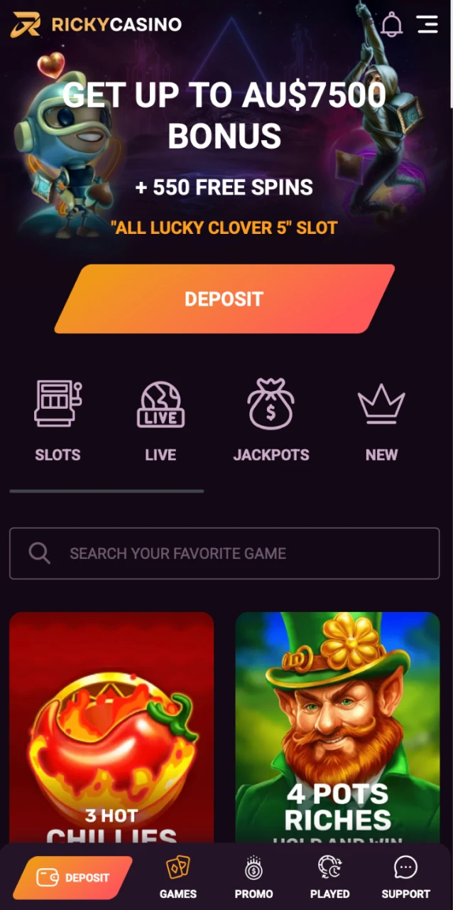 Use your bonus funds on qualifying games and complete wagering requirements at Ricky Casino.