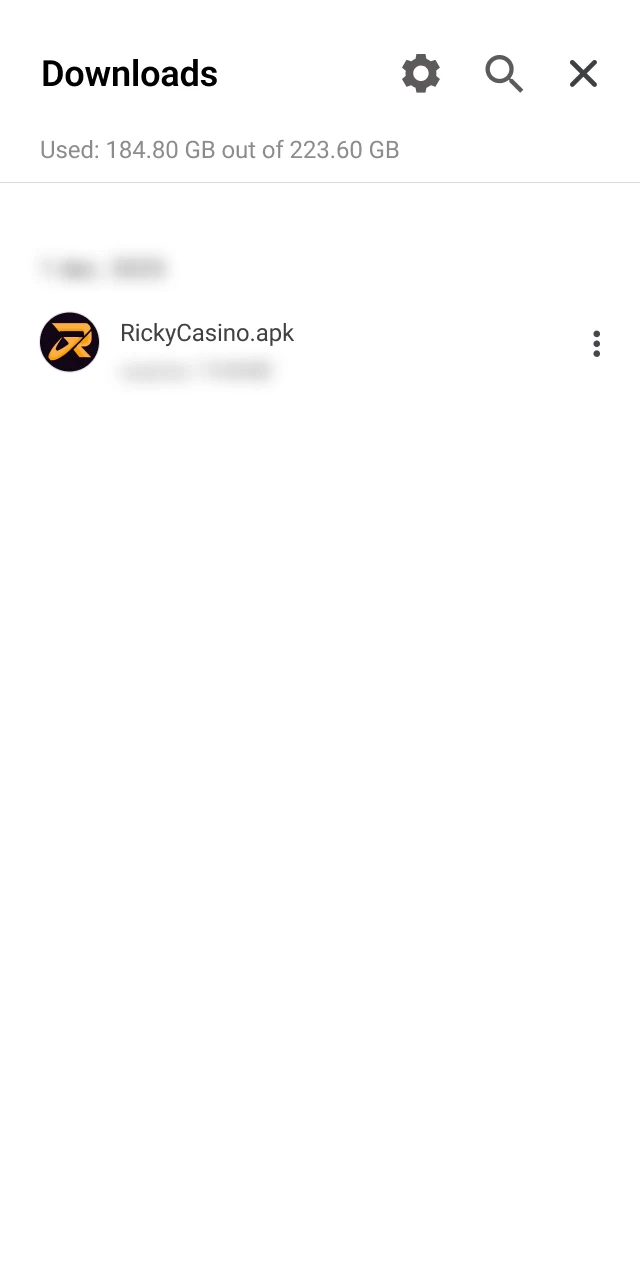 Open your downloads folder, tap the Ricky Casino APK file, and confirm installation.