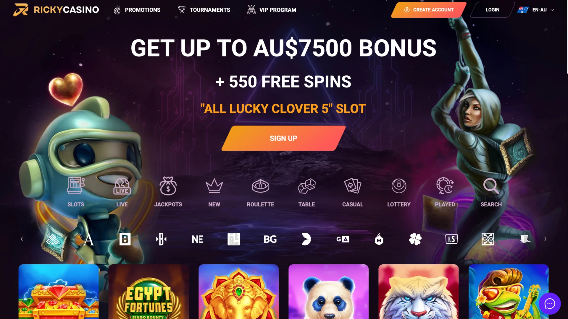 Tap the Registration button on this page to visit the official Ricky Casino site.