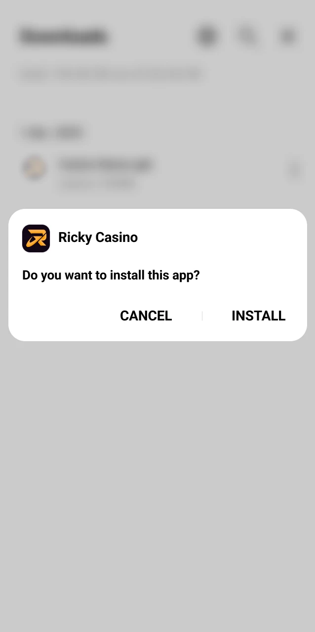 Tap the Ricky Casino app icon, log in, and find Mines in the casino lobby to play.